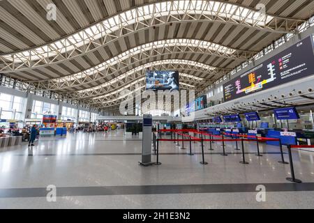 Chengdu, Chine – 21 septembre 2019 : terminal 1 de l'aéroport international de Chengdu Shuangliu (CTU) en Chine. Banque D'Images