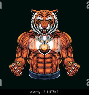 TIGER POUR L'ILLUSTRATION DU TEE-SHIRT Illustration de Vecteur