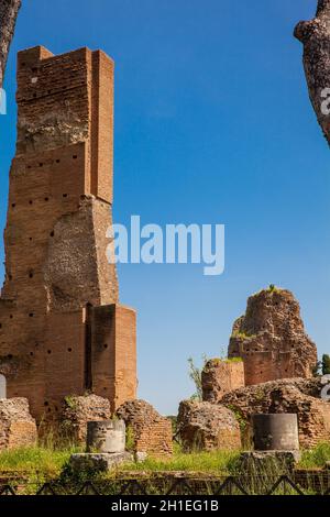 Détail des murs à des ruines de la Domus Augustana sur le Mont Palatin à Rome Banque D'Images