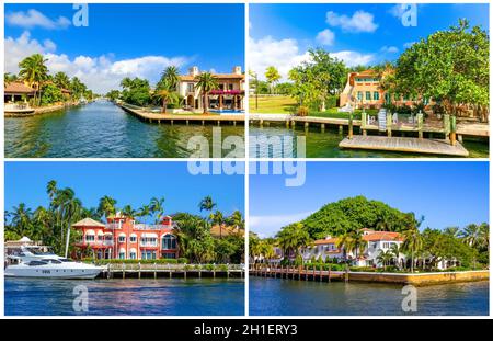 Hôtel particulier de luxe exclusif dans le cadre de Fort Lauderdale, connue sous le nom de petite Venise Banque D'Images