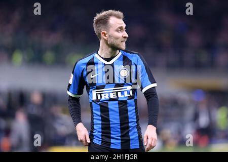 Milan, Italie. 12 février 2020 . COPPA Italia demi-finale première jambe . Fc Internazionale Contre Ssc Napoli. . Christian Eriksen du FC Internazionale. Banque D'Images