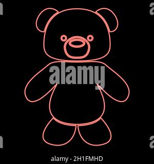 Neon Little Bear Red color vector illustration plate style light image Illustration de Vecteur