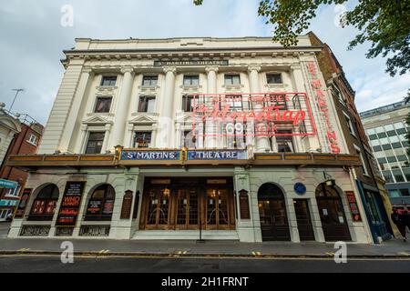 Londres octobre 2021 : le théâtre St Martin, qui accueille le spectacle « Mousetrap » d'Agatha Christie, le plus long spectacle de course à pied du West End de Londres Banque D'Images