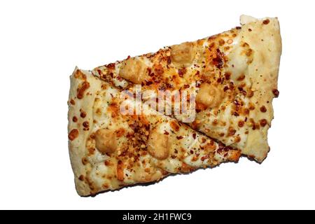 deux tranches de pizza au fromage 4 avec fond blanc Banque D'Images