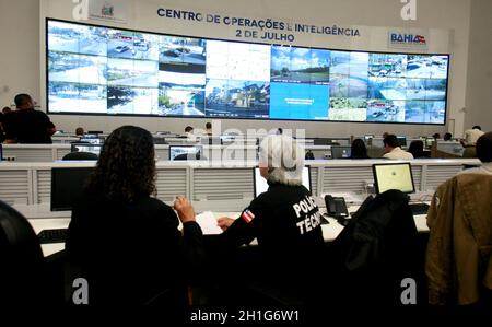 salvador, bahia - brésil - 18 juillet 2016 : vue d'ensemble du Centre d'opérations et de renseignement du Secrétariat de la sécurité publique de Bahia, situé à Bahi Banque D'Images