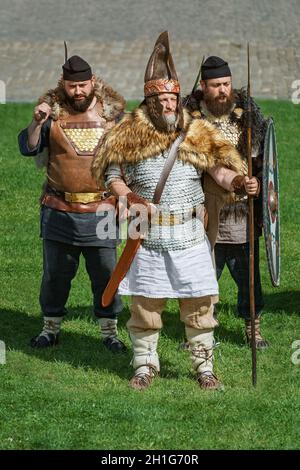 Alba Iulia, Roumanie - 04 mai 2019 : les guerriers daciens au Festival romain Apulum 'Revolta'. Banque D'Images