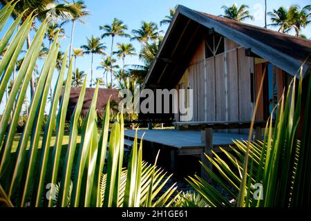 prado, bahia / brésil - 5 août 2008 : le chalet est vu à côté de la plage de Corumbau, sur la côte de la ville du Prado. Banque D'Images