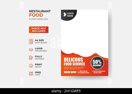 Fast Food Flyer Design modèle de cuisine, café, et menu de restaurant, commande de nourriture, nourriture indésirable.Pizza, hamburger, frites et soda. Illustration de Vecteur