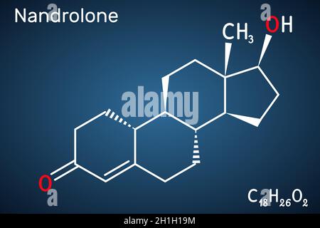 Nandrolone, 19-nortestostérone, molécule de nortestostérone.Il est androgène, synthétique, anabolisant stéroïde AAS, analogue de la testostérone.Produit chimique structurel Illustration de Vecteur