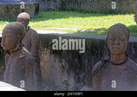 Zanzibar, Tanzania - July 18, 2017: African slave monument in Zanzibar city, Tanzania. Stock Photo