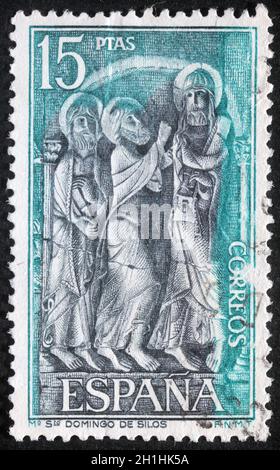 Le timbre imprimé en Espagne montre Saint Dominique de Silos, vers 1979 Banque D'Images