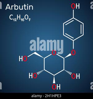 Arbutine, ursin, arbutoside, molécule de glycoside.On le trouve dans les plantes, les préparations d'eux sont utilisées dans la médecine pour les maladies de la vessie comme antisept Illustration de Vecteur