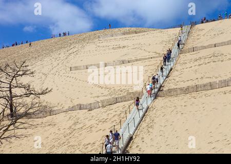 PYLA SUR mer, FRANCE - AOÛT 8 : personnes visitant la célèbre dune de Pyla, la plus haute dune de sable d'Europe, le 8 août 2012 à Pyla sur Mer, France. Banque D'Images