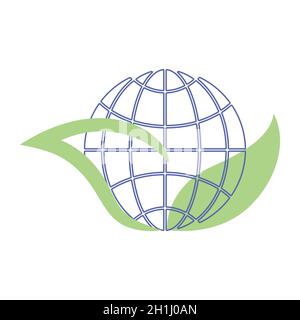 Terre, icône de contour de globe, coeur vert, couleurs arc-en-ciel positives vibes autour de la planète.Arrière-plan blanc.Vecteur Illustration de Vecteur