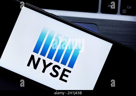 Éditorial de la NYSE (New York stock Exchange).Photo d'illustration pour l'actualité de NYSE (New York stock Exchange) - une bourse américaine basée à New York Banque D'Images