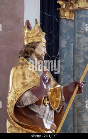 Saint Valentin, autel statue dans l'église de Sainte Agathe dans Schmerlenbach, Allemagne Banque D'Images