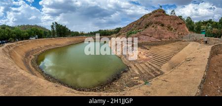 May Shum citerne, construite par la reine de Sheba au premier millénaire av. J.-C., piscine de la reine de Sheba, Aksum Ethiopie, site du patrimoine de l'UNESCO Banque D'Images