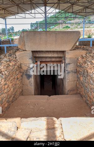 Ruines antiques du berceau de la civilisation, tombes des rois Kaleb & GebreMeskel à Aksum en Ethiopie Banque D'Images