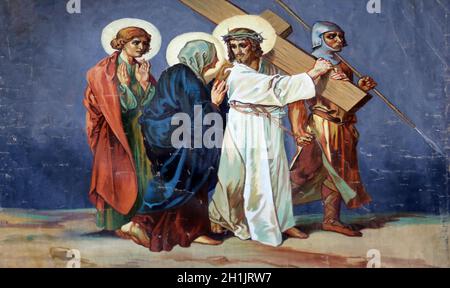 4e Chemin de Croix, Jésus rencontre sa Mère Banque D'Images