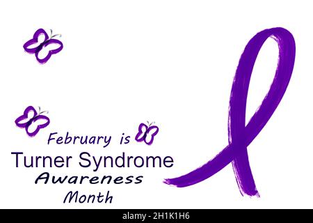 Illustration de février est le mois de sensibilisation au syndrome de Turner pour les filles nées avec ce désordre chromosomique rare sur un fond blanc pur. Banque D'Images