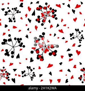 Fond sans couture de baies et de coeurs.Illustration vectorielle Illustration de Vecteur
