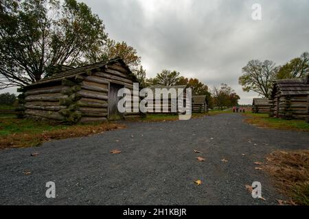 Reproductions des huttes-Brigade du général Muhlenberg à Valley Forge National Parc historique Banque D'Images