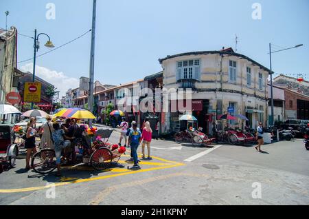 Georgetown, Penang/Malaysia - Fév 27 2020: Rue arménienne avec maison du patrimoine. Banque D'Images