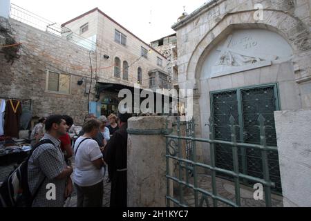 Via Dolorosa, 3e stations de la Croix à Jérusalem, Israël Banque D'Images