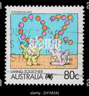 Timbres en Australie montre les arts de jongleurs, circa 1988 Banque D'Images