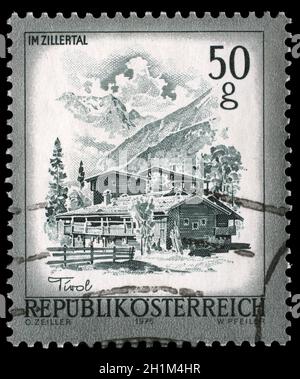 Timbres en Autriche montre fermes, Zillertal, Tyrol, Autriche collection "curiosités", vers 1976. Banque D'Images