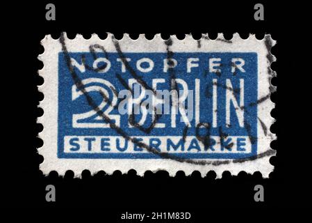 Timbre-taxe postale Imprimé en Allemagne en faveur de l'ouest de Berlin, vers 1948 - 1956 Banque D'Images