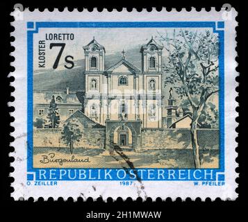 Timbres par l'Autriche, dans le Burgenland monastère Loretto montre, vers 1987 Banque D'Images