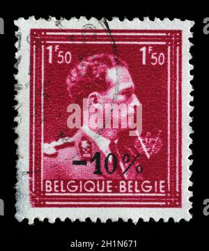 Timbres en Belgique portrait montre le Roi Léopold III (1901-1983), circa 1944 Banque D'Images