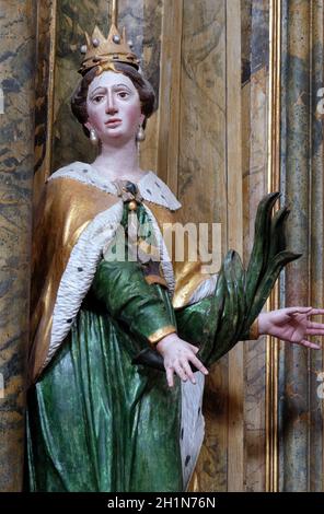 Statue de Saint Joanna sur l'autel de l'église de Saint Léonard de Noblac Kotari en Croatie, Banque D'Images