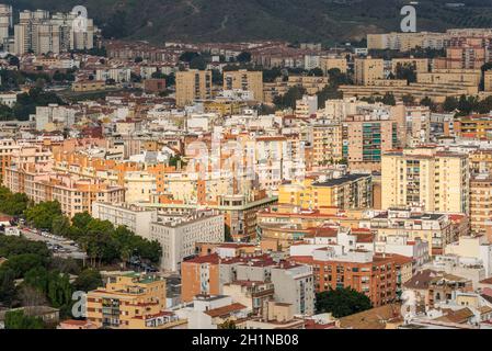 Malaga, Espagne - décembre 7, 2016 : Vue aérienne de Malaga avant la pluie, Andalousie, espagne. Banque D'Images