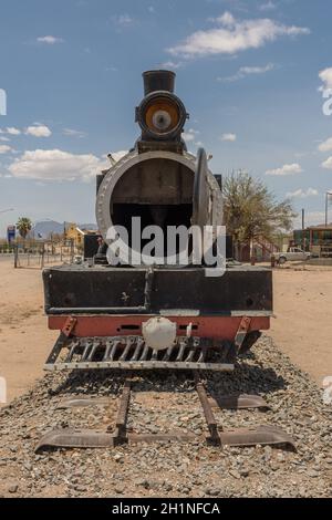 Ancienne locomotive à vapeur à la station d'Usakos, Erongo, Namibie, Banque D'Images