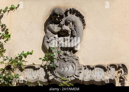 Détail de l'architecture à la rue Piwna dans la vieille ville de Gdansk. Pologne Banque D'Images