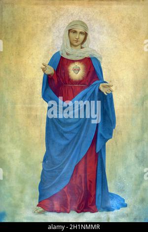 Coeur immaculé de Marie, retable dans l'église paroissiale de la Sainte Trinité à Klenovnik, Croatie Banque D'Images