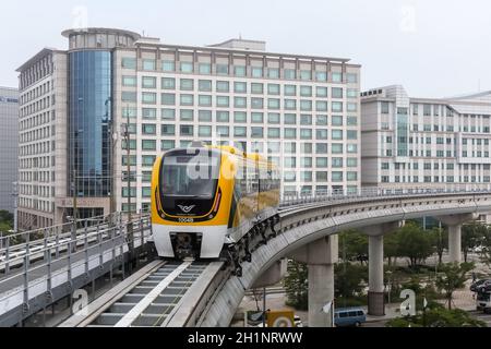 Incheon, Corée du Sud - 24 mai 2016 : train de lévitation magnétique Maglev de l'aéroport de Séoul-Incheon en Corée du Sud. Banque D'Images