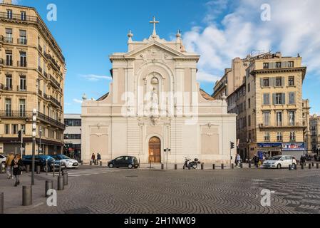 Marseille, France - le 4 décembre 2016 : Façade de l'église Saint Ferreol les Augustins (Eglise Saint-ferréol les Augustins) à Marseille, Provence, Fr Banque D'Images