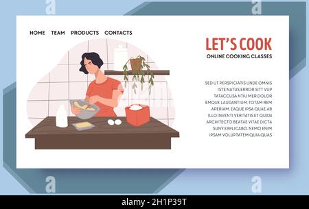 Cours de cuisine en ligne avec conseils de recommandation Illustration de Vecteur