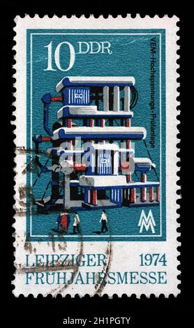 Timbres en RDA montre Station d'essais de puissance, juste de Leipzig, vers 1974 Banque D'Images