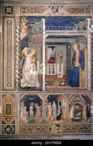 Annonciation à la Vierge Marie, le Baptême du Christ, Nativité par Pietro di Miniato, Santa Maria Novella à Florence, l'église dominicaine Principal, ita Banque D'Images