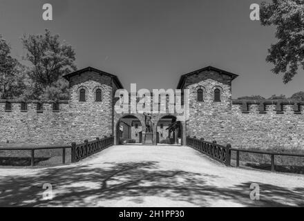 La porte principale du fort romain de la Saalburg près de Francfort, Allemagne Banque D'Images