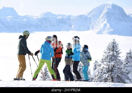 Sports d'hiver à Österreich, Schigebiet Kasberg (Grünau, Almtal, Salzkammergut, Bezirk Gmunden,Oberösterreich, Österreich) - Sports d'hiver en Autriche, Banque D'Images