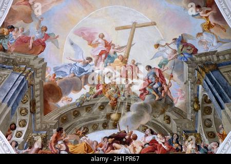 L'adoration de la sainte relique du sang, fresque de Cosmas Damian Asam dans la Basilique de Saint Martin et Oswald à Weingarten, Allemagne Banque D'Images