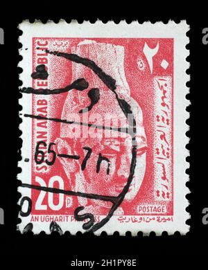 Timbres en Syrie montre Princesse Ugharit, vers 1964. Banque D'Images