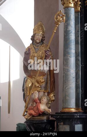 Saint Valentin, autel statue dans l'église de Sainte Agathe dans Schmerlenbach, Allemagne Banque D'Images