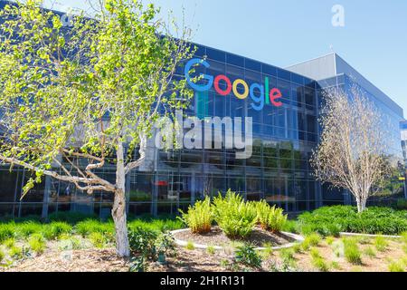 Mountain View, Californie - le 10 avril 2019 : siège de Google à Mountain View en Californie. Banque D'Images