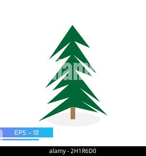 Arbre de noël simple de couleur verte.Illustration moderne.Illustration vectorielle plate. Illustration de Vecteur